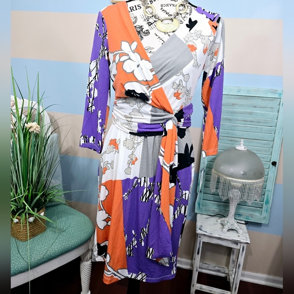 NWT Maggy London Viola Multi Plunge Dress - Picture 2 of 11